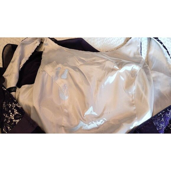 Women's Ever Pretty Dark Purple Lace Formal Long Dress Chiffon Satin Size 14 - Picture 10 of 11